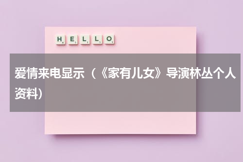 爱情来电显示（《家有儿女》导演林丛个人资料）