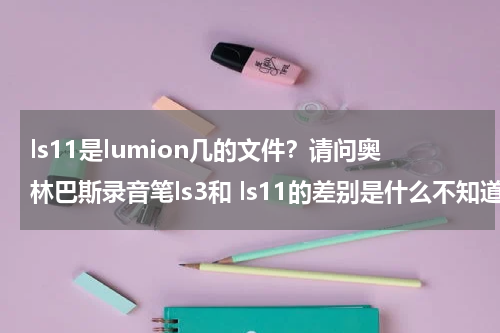 ls11是lumion几的文件？请问奥林巴斯录音笔ls3和 ls11的差别是什么不知道选哪个好